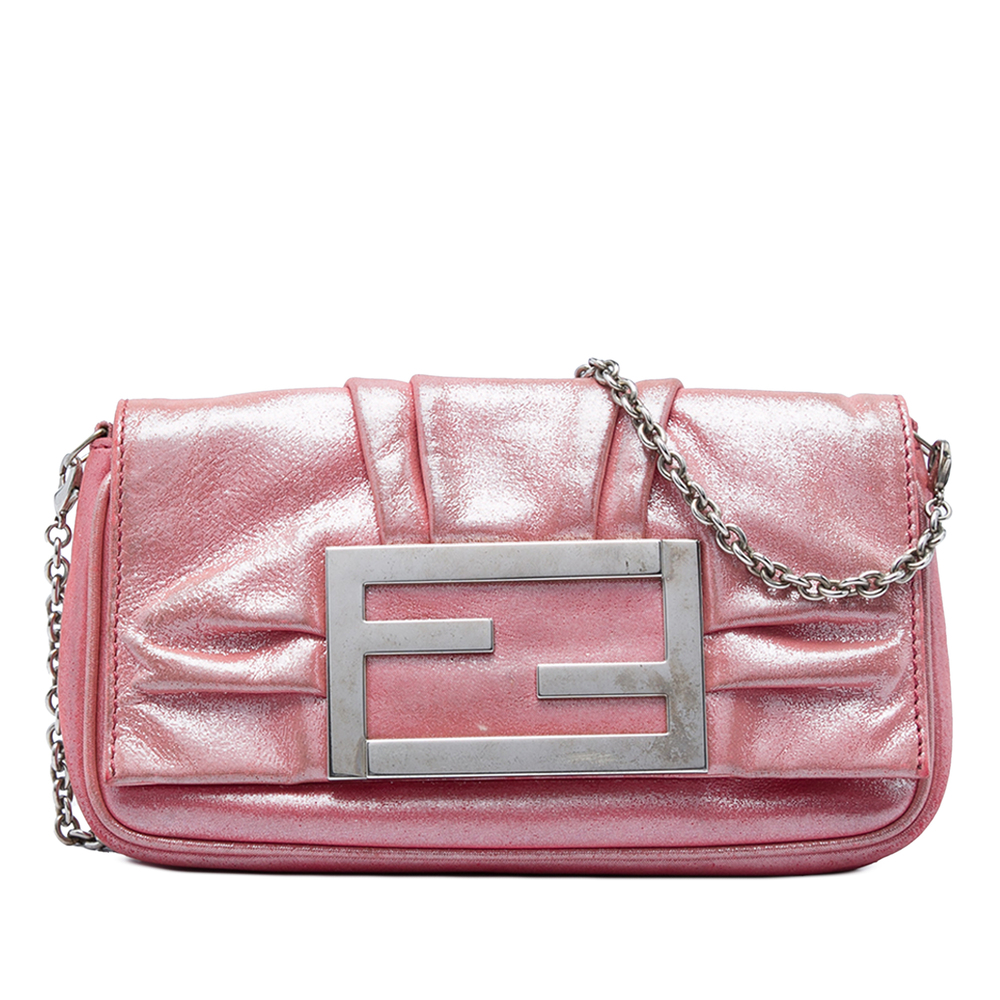 Pre-Loved Fendi Lamé Leather Mia Chain Pochette